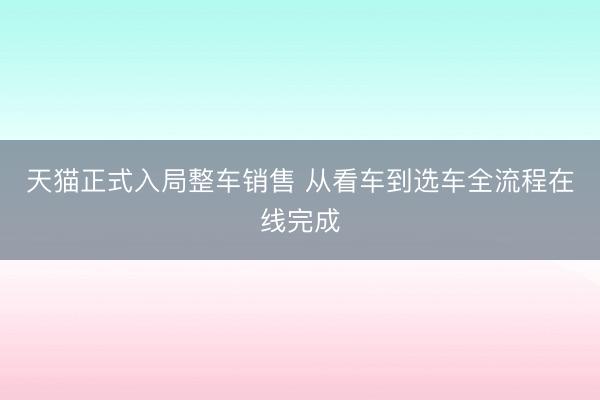 天猫正式入局整车销售 从看车到选车全流程在线完成