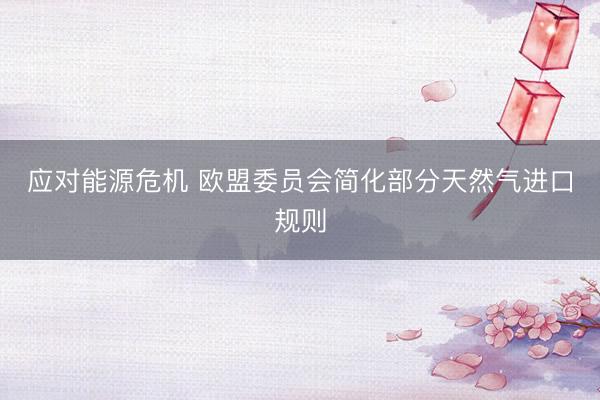 应对能源危机 欧盟委员会简化部分天然气进口规则
