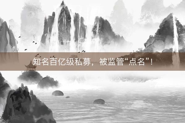 知名百亿级私募，被监管“点名”！