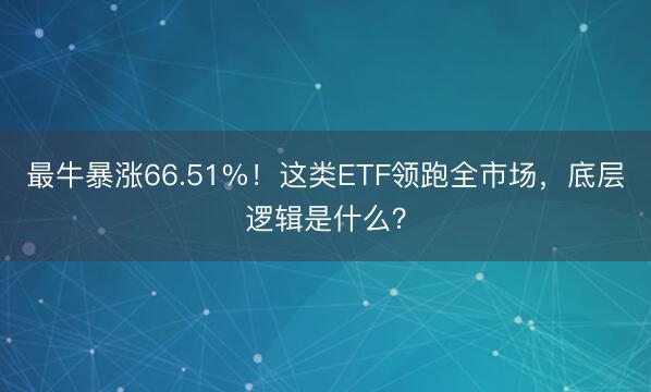 最牛暴涨66.51%！这类ETF领跑全市场，底层逻辑是什么？