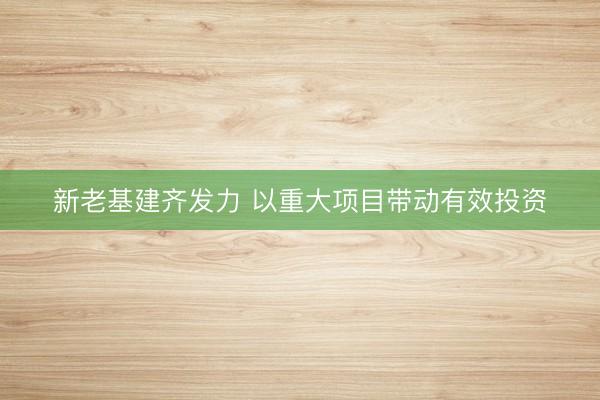 新老基建齐发力 以重大项目带动有效投资