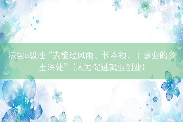 法国a级性 “去能经风雨、长本领、干事业的乡土深处”（大力促进就业创业）