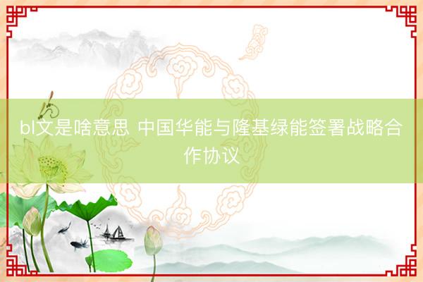 bl文是啥意思 中国华能与隆基绿能签署战略合作协议