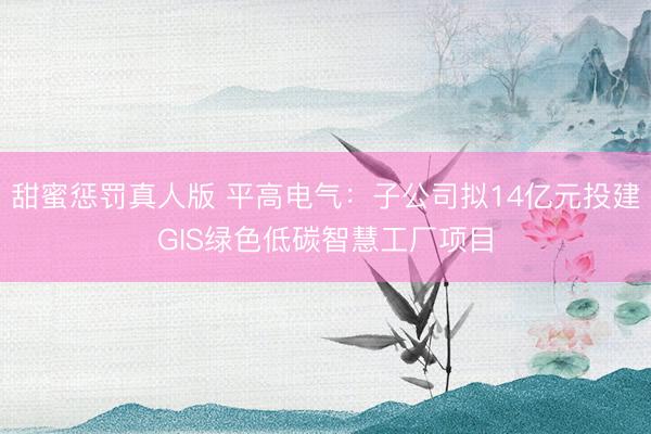 甜蜜惩罚真人版 平高电气：子公司拟14亿元投建GIS绿色低碳智慧工厂项目