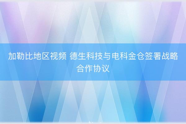 加勒比地区视频 德生科技与电科金仓签署战略合作协议