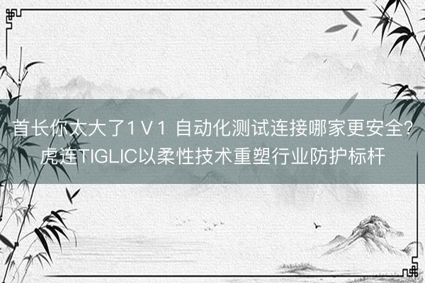 首长你太大了1Ⅴ1 自动化测试连接哪家更安全？虎连TIGLIC以柔性技术重塑行业防护标杆