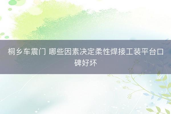 桐乡车震门 哪些因素决定柔性焊接工装平台口碑好坏