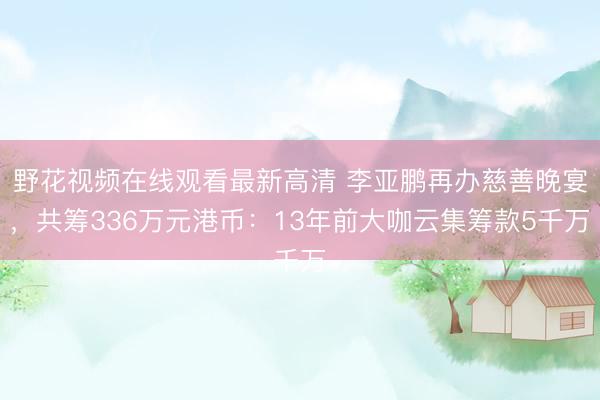 野花视频在线观看最新高清 李亚鹏再办慈善晚宴，共筹336万元港币：13年前大咖云集筹款5千万