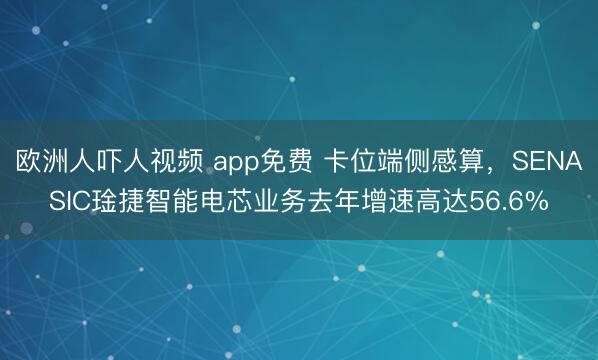 欧洲人吓人视频 app免费 卡位端侧感算，SENASIC琻捷智能电芯业务去年增速高达56.6%