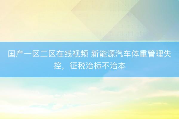 国产一区二区在线视频 新能源汽车体重管理失控,征税治标不治本