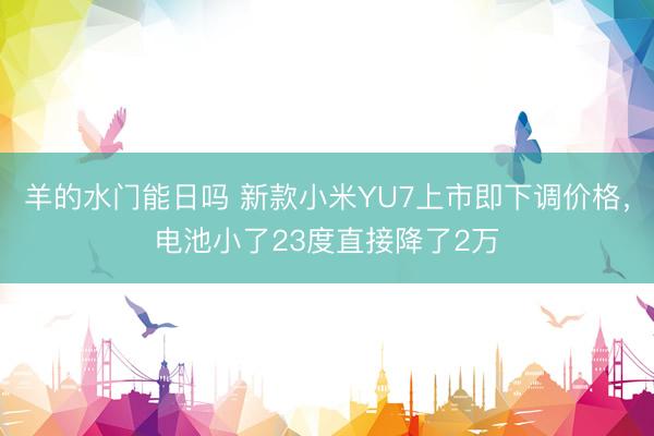 羊的水门能日吗 新款小米YU7上市即下调价格，电池小了23度直接降了2万