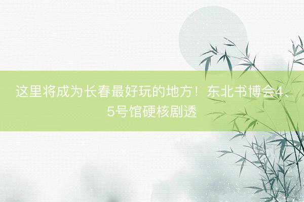 这里将成为长春最好玩的地方！东北书博会4、5号馆硬核剧透
