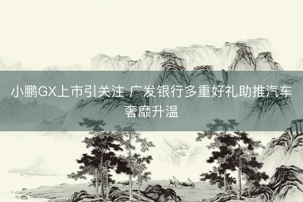小鹏GX上市引关注 广发银行多重好礼助推汽车奢靡升温