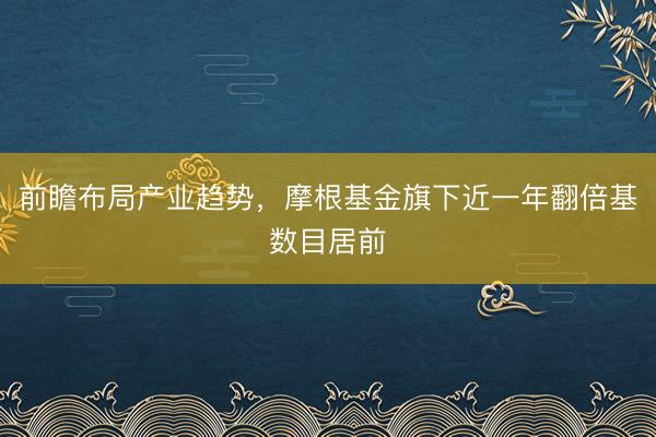 前瞻布局产业趋势，摩根基金旗下近一年翻倍基数目居前