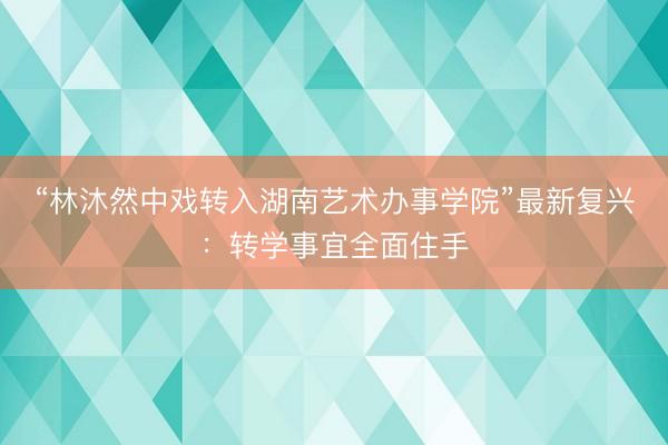 “林沐然中戏转入湖南艺术办事学院”最新复兴：转学事宜全面住手