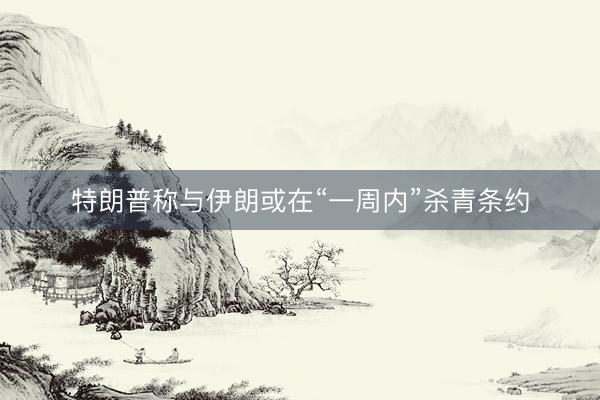 特朗普称与伊朗或在“一周内”杀青条约