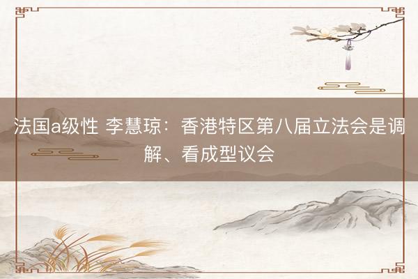 法国a级性 李慧琼：香港特区第八届立法会是调解、看成型议会
