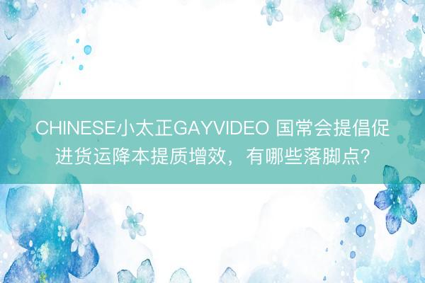 CHINESE小太正GAYVIDEO 国常会提倡促进货运降本提质增效,有哪些落脚点?