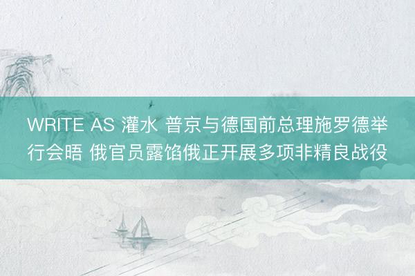 WRITE AS 灌水 普京与德国前总理施罗德举行会晤 俄官员露馅俄正开展多项非精良战役