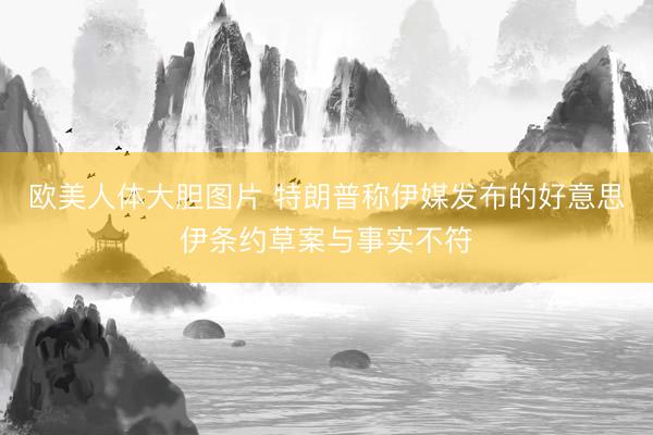 欧美人体大胆图片 特朗普称伊媒发布的好意思伊条约草案与事实不符