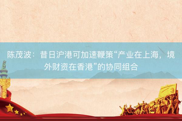 陈茂波:昔日沪港可加速鞭策“产业在上海,境外财资在香港”的协同组合