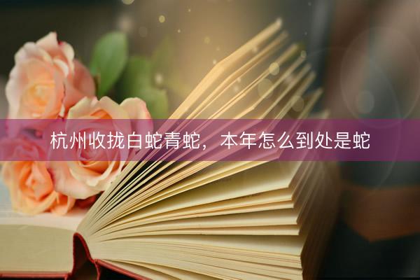 杭州收拢白蛇青蛇，本年怎么到处是蛇